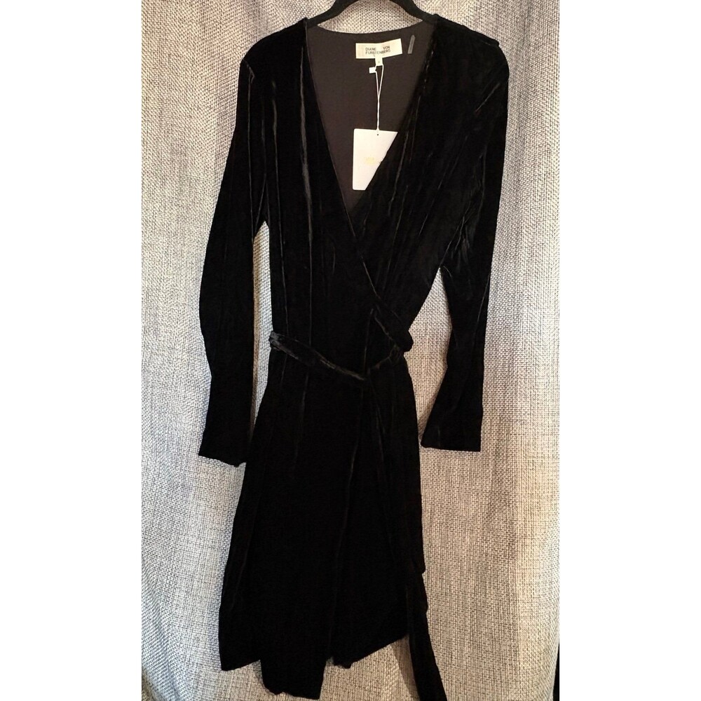 Diane von Furstenberg Black Velvet Wrap Dress